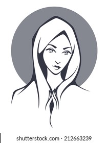 vector portrait of Virgin Mary