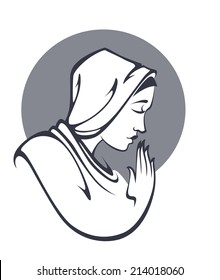 vector portrait of Virgin Mary