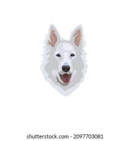 Retrato vectorial de una cabeza blanca de perro pastor suizo