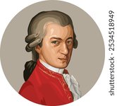 Vector Portrait of Wolfgang Amadeus Mozart,
prolific and influential composer of the Classical period