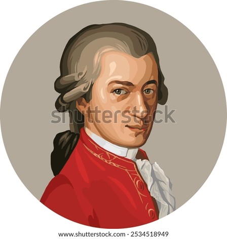 Vector Portrait of Wolfgang Amadeus Mozart,
prolific and influential composer of the Classical period