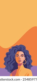 Retrato vetorial da mulher. Banner de desenhos de parede vetorial abstrata. Modernas ilustrações minimalistas estilo plano para design de interiores e web. Conceito de feminismo. Dia da Mulher