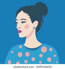 Retrato vetorial de uma mulher. Conceito de feminismo. Moderno retrato brilhante de uma mulher avatar para redes sociais estilo simples plano e abstração. Ilustrações modernas para design de interiores e web design