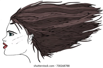 Vector portrait of a woman in profile