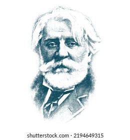 Vector portrait of the writer. Ivan Turgenev - Russian realist writer, poet, publicist, playwright, prose writer, translator. One of the classics of Russian literature.