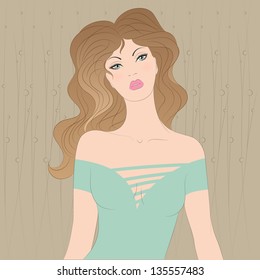 vector portrait of young beautiful sexy woman