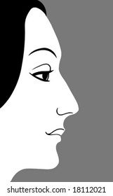 vector portrait of the young girl