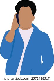 Vector portrait of a young man on the phone