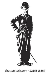 Vector portraits of actor Charlie Chaplin. vector sketch illustration