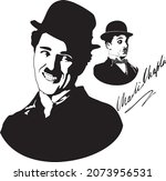 Vector portraits of Charlie Chaplin