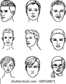 Black White Line Art Face Shapes Stock Vector (Royalty Free) 1239508561 ...