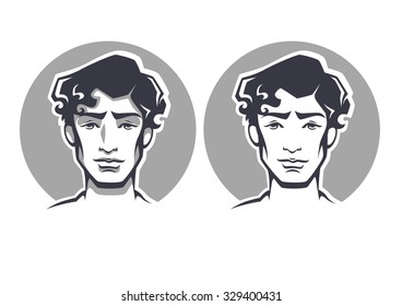 vector portraits of handsome young man
