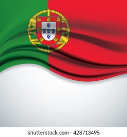 Vector Portugal flag blowing in the wind on white background.