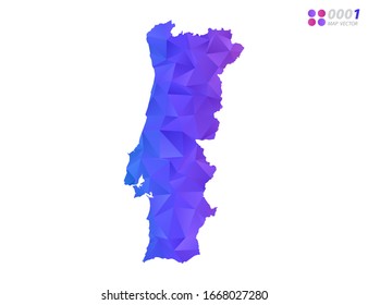 Vector Portugal map colorful polygon triangle mosaic with white background. style gradient.