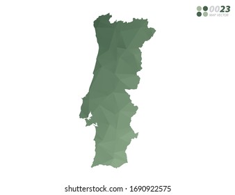 Vector of Portugal map green polygon triangle mosaic with white background. style gradient.