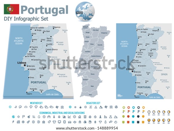 Vector Portugal Political Administrative Divisions Maps Stock Vector Royalty Free 148889954 9365