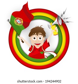 Vector - Portugal Soccer Fan Flag Cartoon