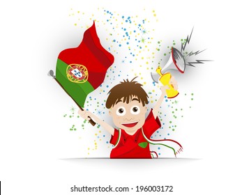 Vector - Portugal Soccer Fan Flag Cartoon