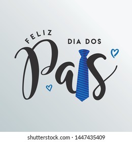 Vector Portuguese letter fathers day in blue with tie