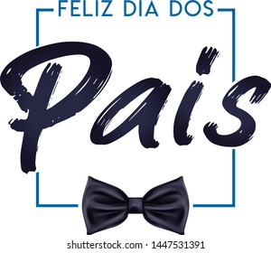 Vector Portuguese letter fathers day in blue with tie