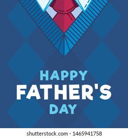 Vector Portuguese letter fathers day in blue with tie