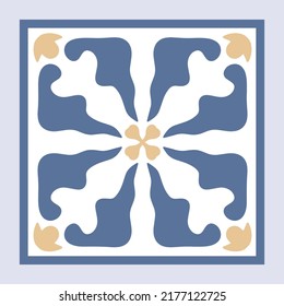 Vektor portugiesische Keramik-Fliesen mit Keramik-Blumendekor. Vintage blau Portugal azulejo, mexikanische Talavera, italienische Majolika, arabische Motive oder spanische Keramik Mosaik