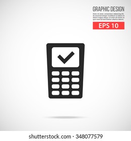 Vector POS terminal icon. Black icon. Modern flat design vector illustration, quality concept for web banners, web and mobile applications, infographics. Vector icon isolated on gradient background