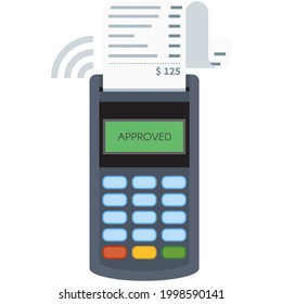 Vector pos terminal payment approve icon isolated on white