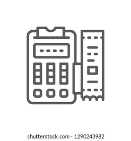 Vector POS terminal, printed receipt, payment machine line icon. Symbol and sign illustration design. Isolated on white background