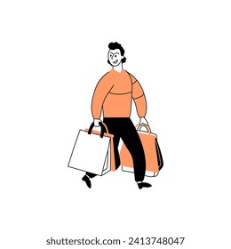 vector pose of happy person in orange shirt illustration
