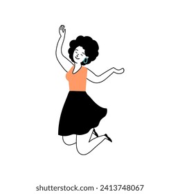 pose vectorial de persona feliz en ilustración de camisa naranja