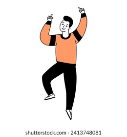 pose vectorial de persona feliz en ilustración de camisa naranja