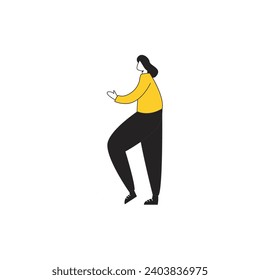 vector pose of person in yellow clothes.beauty