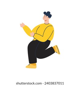 vector pose of person in yellow clothes.beauty