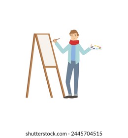 pose de Vector de un pintor pintor del día mundial del arte