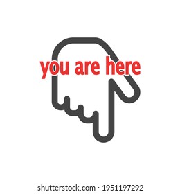 Vector position icon. You are here on white isolated background.  Layers grouped for easy editing illustration. For your design.