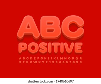 Alfabeto Vector Positivo. Tipo de letra rojo moderno. Juego de letras y números elegante y brillante