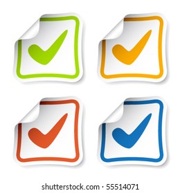 vector positive checkmark stickers