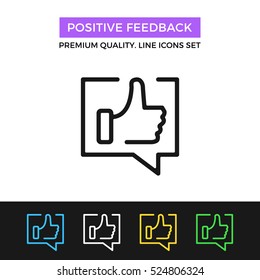 Vector Positive Feedback Icon. Testimonials, Review Concept. Premium Quality Graphic Design. Modern Signs, Outline Symbols, Simple Thin Line Icons Set For Website, Web Design, Mobile App, Infographics