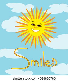 Vector positive illustration of smiling sun.