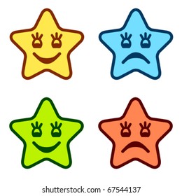 vector positive and negative faces of stars