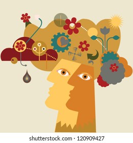 Vector positive thinking illkustration