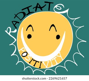 Vector positive thinking radiate positivity.