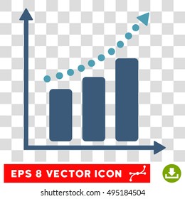Vector Positive Trend EPS vector icon. Illustration style is flat iconic bicolor cyan and blue symbol on a transparent background.