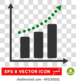 Vector Positive Trend EPS vector icon. Illustration style is flat iconic bicolor green and gray symbol on a transparent background.