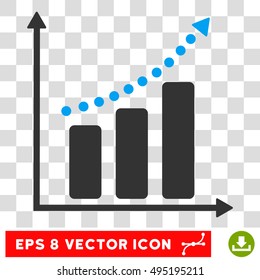 Vector Positive Trend EPS vector icon. Illustration style is flat iconic bicolor blue and gray symbol on a transparent background.