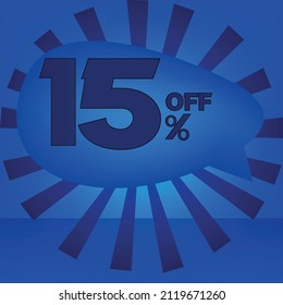 vector post for business 1% off, fifteen dollars off, sale blue tones for post