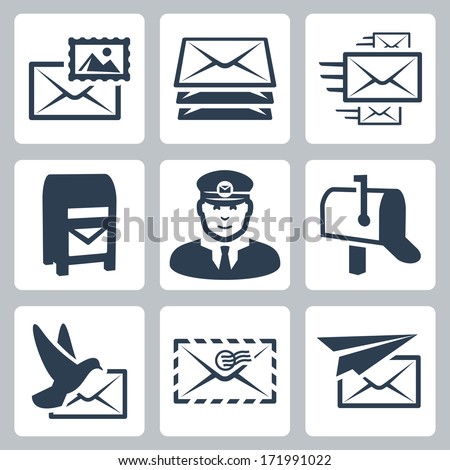 Vector post service icons set