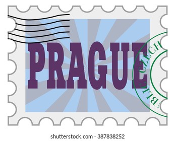 vector, post stamp of Prague