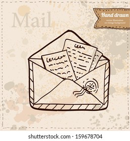 Vector postage envelopes on vintage background, financial theme